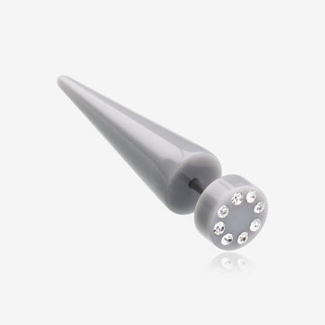 A Pair of Multi Gem Solid Acrylic Faux Taper Earring-Gray